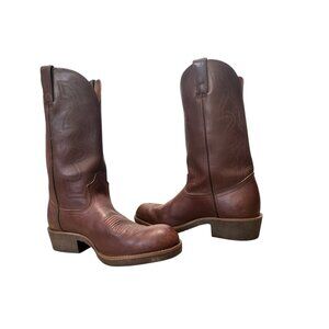 Durango Western Leather Boots Men 8.5 Brown Safety Toe Workwear Oil Resistant
